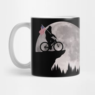 Bigfoot Riding BIke American Flag Mug